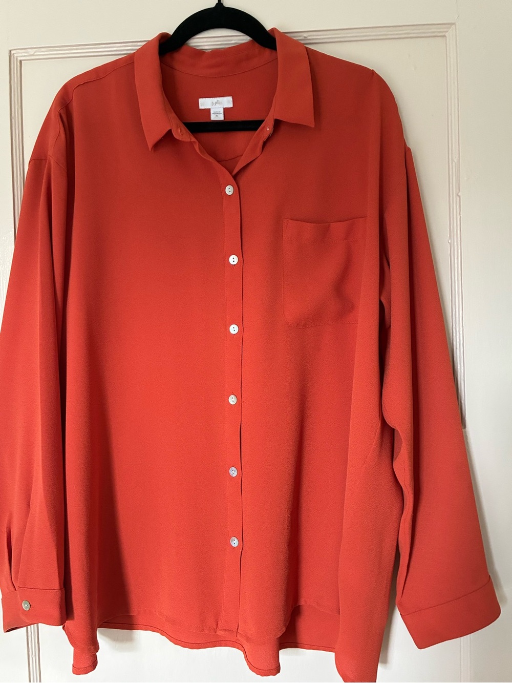 J. Jill Rust/Orange Campari Button-Front Blouse